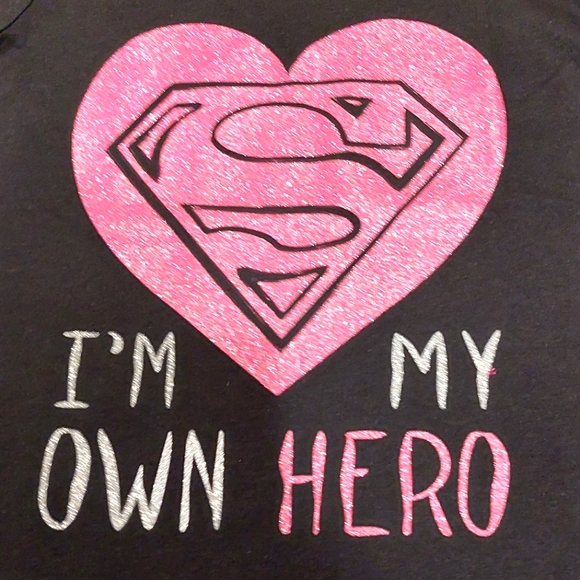 π₯SALEπ₯*HP* Supergirl I'm My Own Hero Black Short Sleeved Tee NWT Sizes 4T - Picture 2 of 6